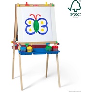 Melissa & Doug Standing Art Easeldeluxe - Dry-Erase Board, Chalkboard, Paper Roller - FSC Certified