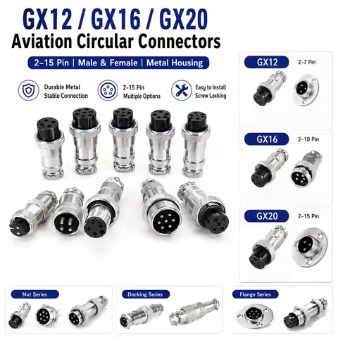 5/20 Pcs GX12 GX16 GX20 Circular Aviation Plug Socket 2 3 4 5 6 7 8 9 10 12 14 15 Pin Male Female Do