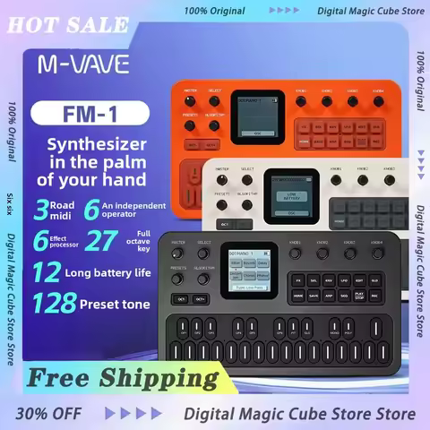 M-VAVE FM-1 FM Synthesizer 6-Operator 32-Algorithm 128 Presets Built-in Speaker Portable Bluetooth M