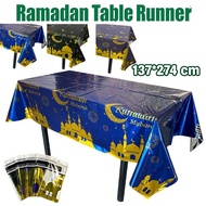 Table Cloth Raya Plastic Decorative Table Runner Hari Raya Decoration Star Moon Table Cover Ornament