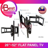 BEST HARDWARE - UNIVERSAL Fully Adjustable LED TV Wall Mount Tilt Bracket Single Arm 26 Inch to 52 i