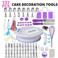 137pcs Cake Decoration Tools Full Set / Bakery Tools With Rotaring Cake Table
