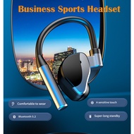 Business Bluetooth Headset Wireless Sports Single Ear Earphones Mini Handsfree Wireless Earpiece Mono Headsets Touch Control Headphone Blutooth With Mic Earhook For Running Jogging