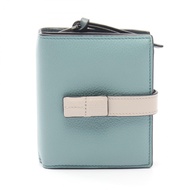 【二手】 LOEWE雙折皮夾 小巧拉鍊皮夾 124 12 Z44 藍/灰色皮革三折皮夾 二手 B