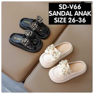 (IVY-JKT) Sd- V66 CHILDREN'S SLOP SANDALS GLOSSY PEARL RIBBON ANTI-SLIP SIZE 26-36