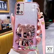 Casing glitter OPPO A74 4G A95 4G A74 5G Long Wrist Strap Style soft phone case cover casing kitty c