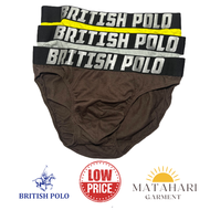 (MG)British Polo 3pcs Men Brief Smooth Comfort Underwear With Printing Design Seluar Dalam Lelaki Sp