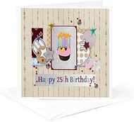 3dRose Collage Of Stars, Cupcake, and Candle, Happy 25Th Birthday - Greeting Card, 6" x 6", Single (