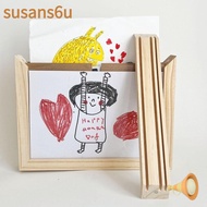 SUSAN Wooden Kids Art Frame, Rotatable Changeable Photo Frame, Creative Wall Decoration Memorial Fam