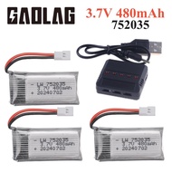 H31Battery752035 3.7V480mAh Rechargeable Lipo Battery For H107H31KY101E33CE33U816A H6C RC Drone Spar