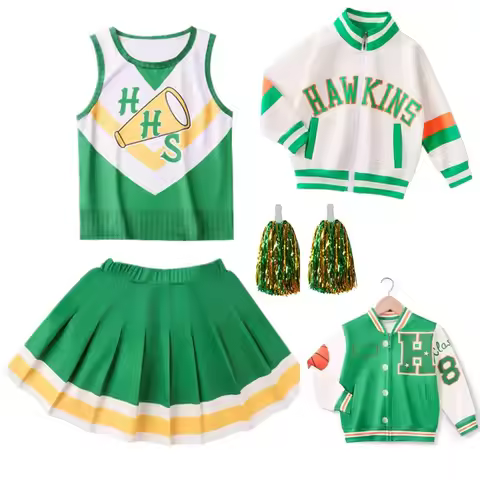 Halloween Chrissy Cunningham Cosplay Costume Cheerleader Hawkins High School Lucas Sinclair Jacket D