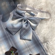Style Plus Silver Line Checked Skirt Ice Crystal Sea Salt JK Hug Bear JK All-Match White Checked Ski