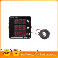 AC Ammeter Voltmeter Three Display Current Voltage Frequency Meter AC50-500V AC0-120A 10-99.9Hz