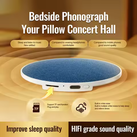 Mini Under Pillow Sleep Speaker Bluetooth 5.4 Dynamic Sound Wireless Music Player Ultra Thin Sleep S