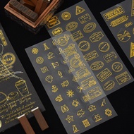 2 Pcs/lot PET Golden Bronzing Numbers Letters Stickers for Decoration Planners Scrapbook Laptops
