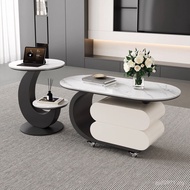 Style Small Apartment Simple Mobile Modern Rock Luxury Household Board Oval Italian Coffee Table Lig