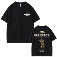 Ready Stock Men T-shirt Mr Olympia Fitness Gym Pump Cover Double Sided Print Tshirt