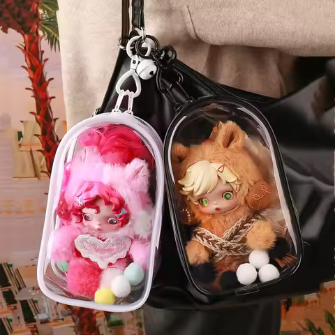 Transparent PVC Protective Case for Skullpanda Labubu Hirono Twinkle Dolls Dustproof Display Bag
