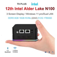 T9 Plus Quad Core Windows 11 Pro Mini PC Intel Alder Lake N100 8GB/16GB LPDDR5 256/512GB/1TB SSD Dual LAN Three HD 2*1000MLan