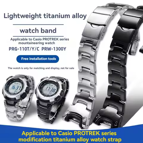 Titanium Alloy Watch Band For Casio Pro Trek PRG-110T PRG-110Y PRW-1300Y Watch Strap Replacement for