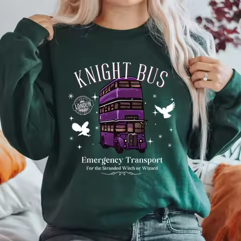 Knight Bus Sweatshirt Magical Fantasy Book Shirt Subtle Booklover Dark Magic Fandom Merch Wizard Sch