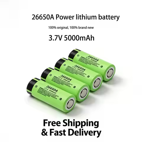 26650A 3.7V 5Ah Rechargeable Assembleable Lithium Battery For Flashlights Fans Solar Lights Electric