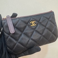 香奈兒 Chanel 黑金一字零錢包 晶片款