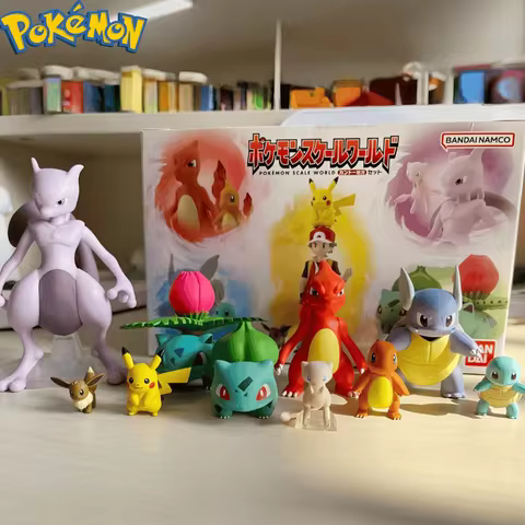 Bandai Original Scale World POKEMON Kanto Region RED Charmander Squirtle Bulbasaur Anime Action Figu