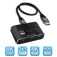 HDMI 2.1 8K Resolution KVM Switch 3 in 1 4K 120Hz 1080P 240HZ HDMI Switcher HDolby Vision DCP2.3 HDR10 PS4 PS5 HDTV Xbox Computer Laptop TV Projector