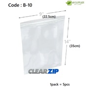 B-10 40g-5pcs 9'(OPEN) X 14' X 0.05MM (T)LDPE Plain Zipper Plastic Bag