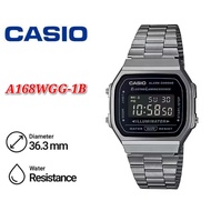 Casio VINTAGE A168WGG-1B Men Digital Classic Black Dial Grey Stainless Steel Strap Original Casual W