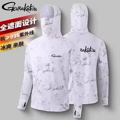 GAMAKATSU Fishing Hoodie Men's Summer Outdoor Sunscreen Breathable Ice Silk Fast-drying Fishing Long