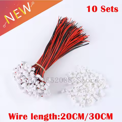 10 Sets/Lot 26AWG JST XH2.54 2 Pin Connector Plug Wire Cable 200mm/300mm Length Male Female Plug Soc