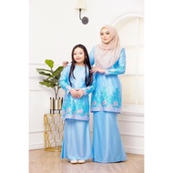 BAJU KURUNG MODEN SULAM SEDONDON IBU ANAK BAJU RAYA 2024 BUDAK KIDS NAVY BLUE BABY BLACK MAROON YELLOW NUDE AT