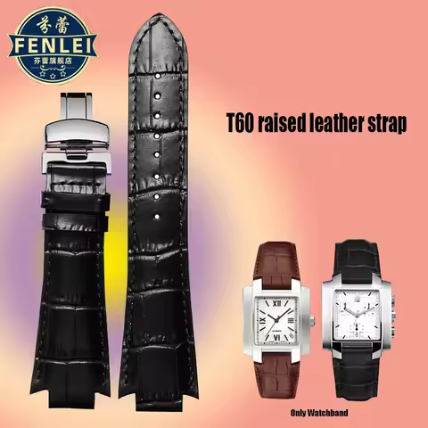 For Tissot T60 raised genuine leather Watch strap T60.1513 men's Cowhide Waterproof Wristband Access
