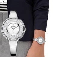 (Real Photo)Original Swarovski Crystalline Pure Silver Bracelet Watch Jam Tangan Wanita