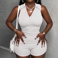 New Casual Street Style Ribbed Knit Skinny Short Jumpsuit Z65c7 Code Clothes For Ladies Discount Yac