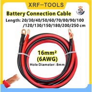 16Sqmm 6AWG Pure Copper Battery Connection Cable 20/30/40/50/60/80/100/110/150/180cm/200/250/300cm L