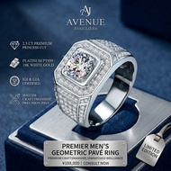 Men's 1ct Moissanite Ring, 925 Sterling Silver Luxury Diamond Simulant Ring