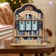 SOONA Reading Tracker Signage, Books Read This Year 2D Books Read Tracker, Creative Wooden Handmade 