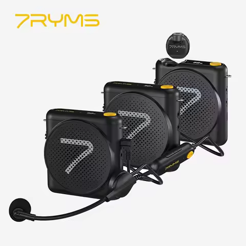 7RYMS WA Wireless Megaphone Headset Lavalier Mic Speaker Denoise Voice Amplifier with LED Screen for