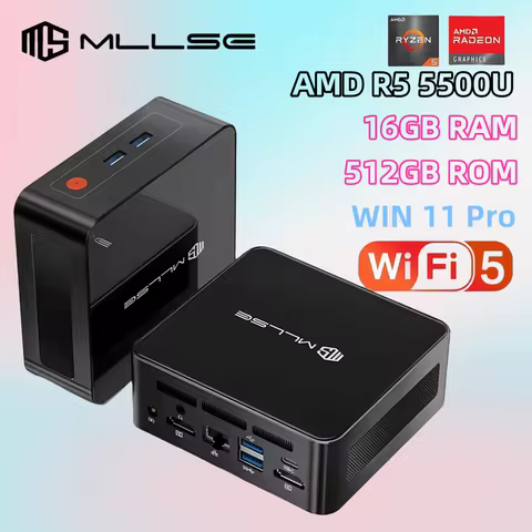MLLSE G1 Mini PC AMD Ryzen 5 5500U DDR4 16GB RAM 512GB ROM Windows 11 Pro WiFi 5