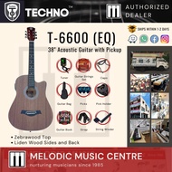 Techno T-6600EQ 38 Inch Acoustic Guitar with Pickup 2-Band EQ PACKAGE (Semi Acoustic Guitar / Acoustic Electric Guitar)