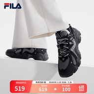 FILA 斐乐官方FLUID 4女鞋复古运动鞋休闲鞋猫爪鞋4代 烟灰/黑-WA 37.5