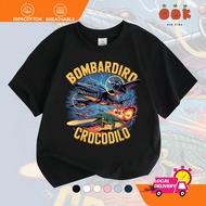 Baju Budak Lelaki Bombardiro Crocodilo Cotton Kids Anomali Tung Tung Sahur Printed T-shirt Fashion L