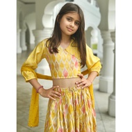 Nimbu Rooh Mustard Girls Lehenga Choli Set with Dupatta | Kids Ethnic Wear for Deepavali