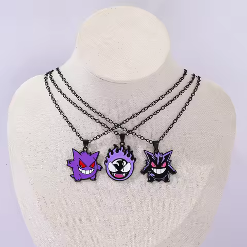 Cute Pokemon Anime Gengar Pendant Necklace Kawaii Gengar Neck Chain for Fans Accessories Gifts