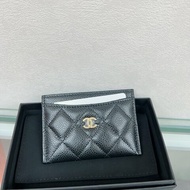 全新✨Chanel 經典黑金荔枝牛皮卡夾/卡包/卡片套 card holder