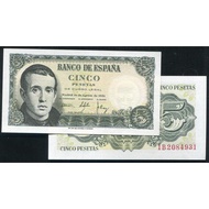 [Collect Ancient Coins Banknotes] Franco Period SPAIN (West Ann Ya), P140a, 5-PTA, 1951, Appearance 