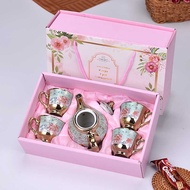 Cangkir Teko Keramik Set 4 Cups 1 Pot European Style / alat dapur / alat meja makan / cangkir teh / 